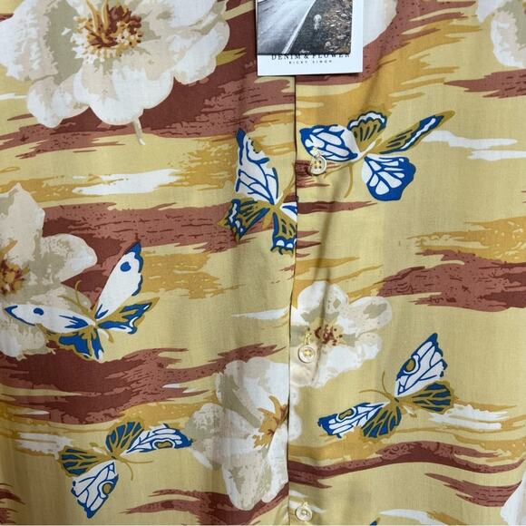 Denim & Flower Floral Butterfly Print Men Button Up Shirt Size XL Brand New - Picture 3 of 4